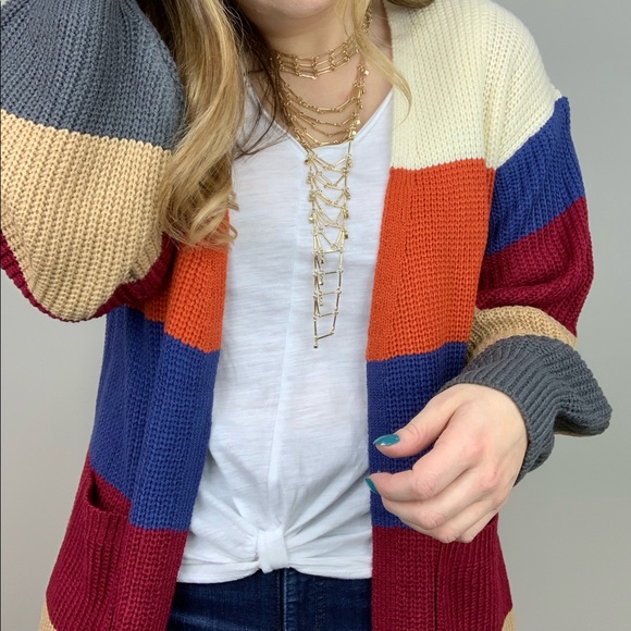 Free Spirit Bold Stripe Cardi S/M - Picture 7 of 8